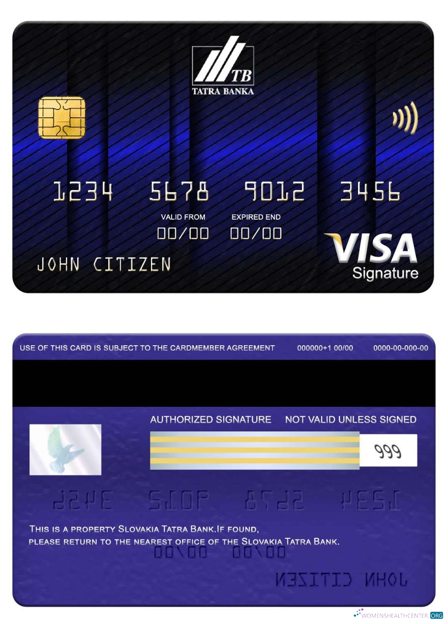 Download Slovakia Tatra Bank visa signature card Photoshop template